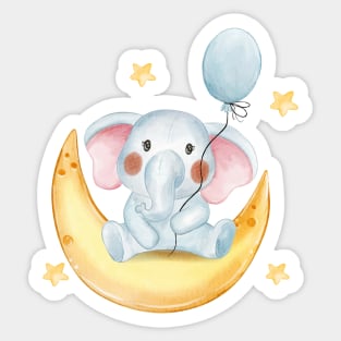 Elephant Crescent Sticker